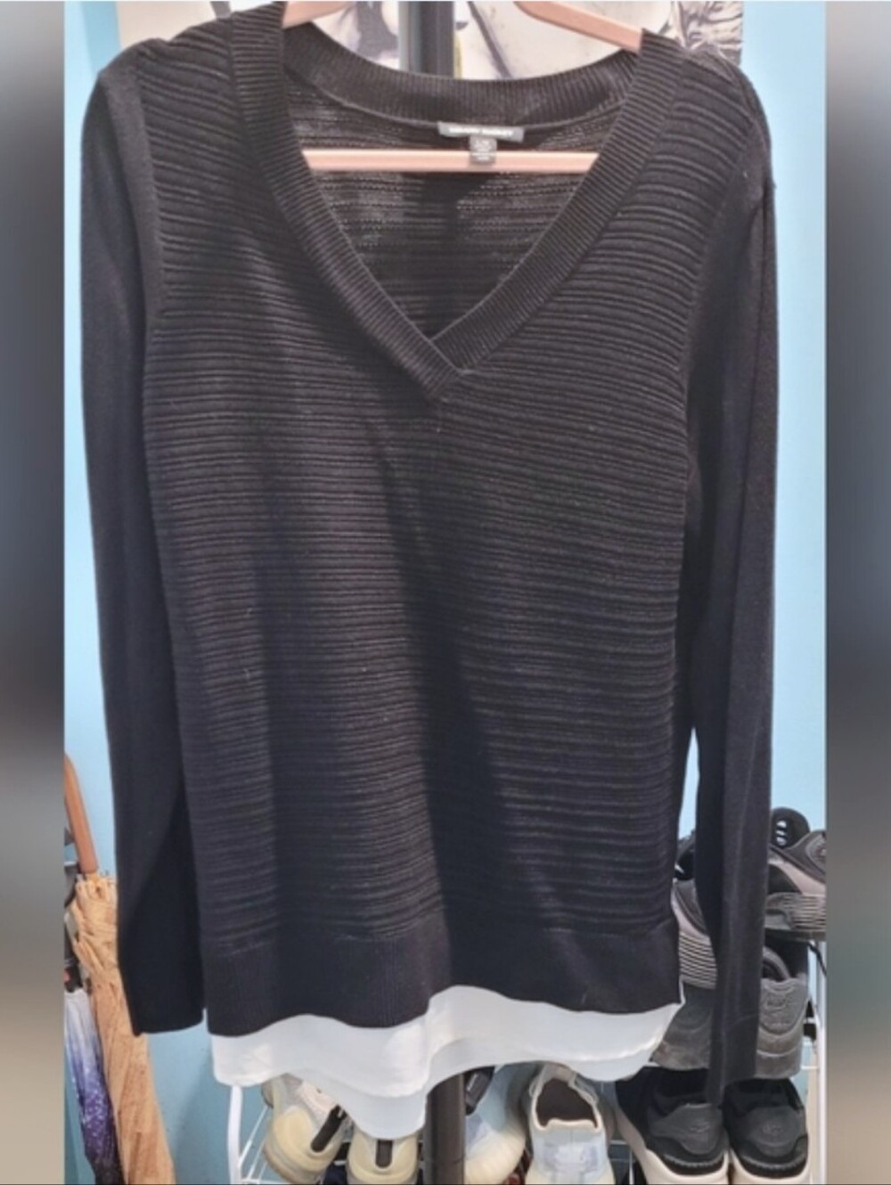 Nwot Hilary Radley black and white knit  sweater size L